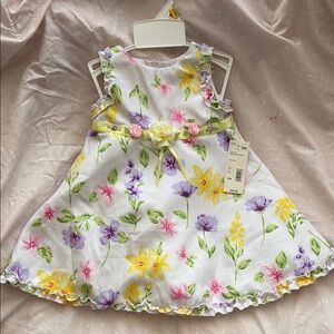 Yellow and Purple Sleeveless Sundress with Crew Neck